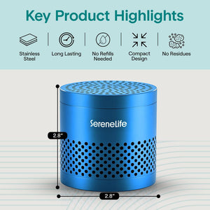Serenelife Round Refrigerator Deodorizer, Lasts Up To 10 Years, More Effective Than Baking Soda - With Natural Bamboo Air Purifying Technology (Blue)