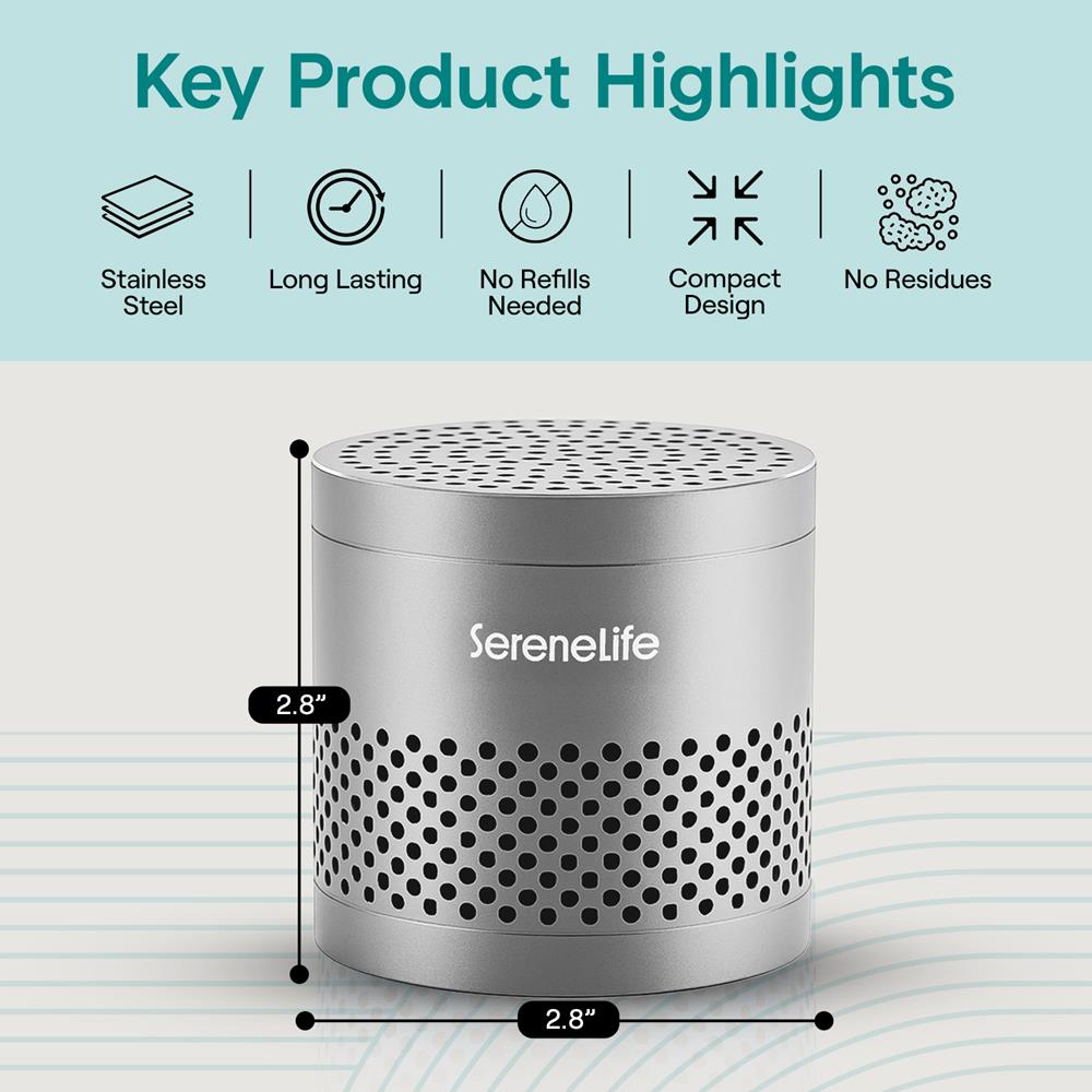 Serenelife Round Refrigerator Deodorizer, Lasts Up To 10 Years, More Effective Than Baking Soda - With Natural Bamboo Air Purifying Technology (Gray)