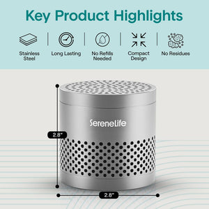 Serenelife Round Refrigerator Deodorizer, Lasts Up To 10 Years, More Effective Than Baking Soda - With Natural Bamboo Air Purifying Technology (Gray)