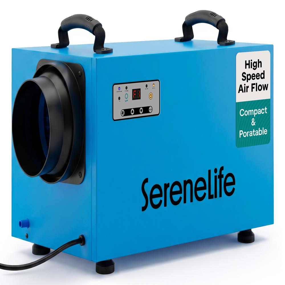 Serenelife Portable Commercial Crawl Space Dehumidifier – Energy-Efficient, 120 Ppd Moisture Removal, Low Noise, Auto Defrost, Cetl Listed, Ideal For Basements & Damp Areas (Blue)