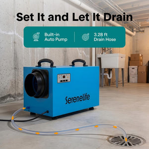 Serenelife Portable Commercial Crawl Space Dehumidifier – Energy-Efficient, 120 Ppd Moisture Removal, Low Noise, Auto Defrost, Cetl Listed, Ideal For Basements & Damp Areas (Blue)