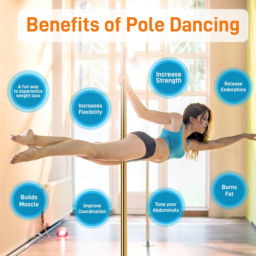 Professional Spinning Dancing Pole - Portable & Removable Fitness Pole, Great For Training & Excercise (Gold Surface)