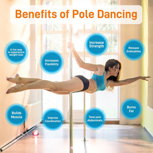 Professional Spinning Dancing Pole - Portable & Removable Fitness Pole, Great For Training & Excercise (Chromed Surface)