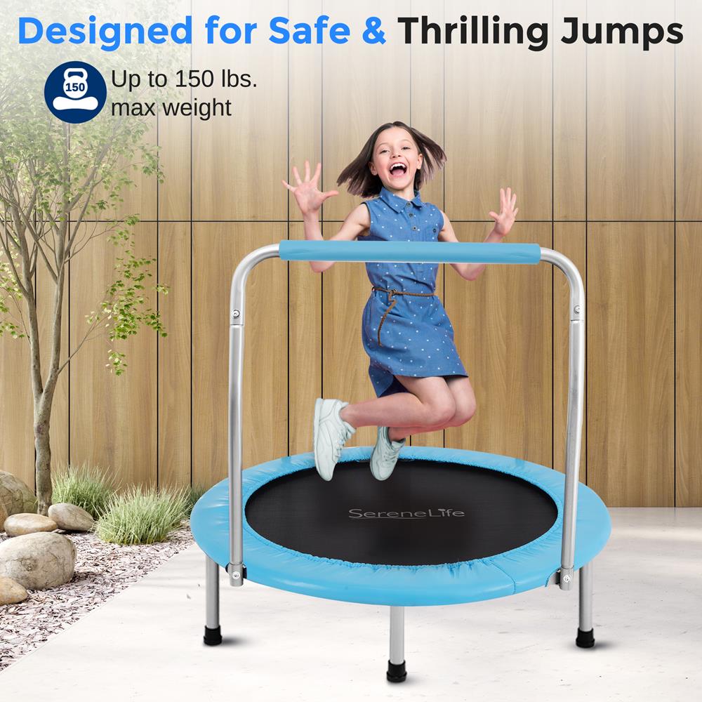 Toddler Trampoline, Safe Jump, Spring-less Design, Blue