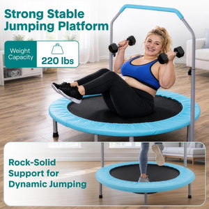 40" Foldable Trampoline, Weight Loss, Adjustable Handle, Sky Blue