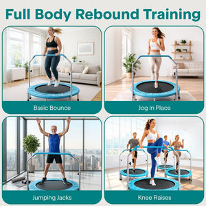 40" Foldable Trampoline, Weight Loss, Adjustable Handle, Sky Blue