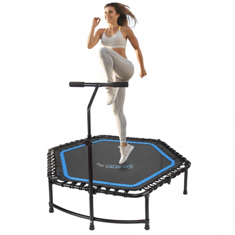 Pro Aerobics Fitness Trampoline - Portable Gym Sports Trampoline With Adjustable Handrail