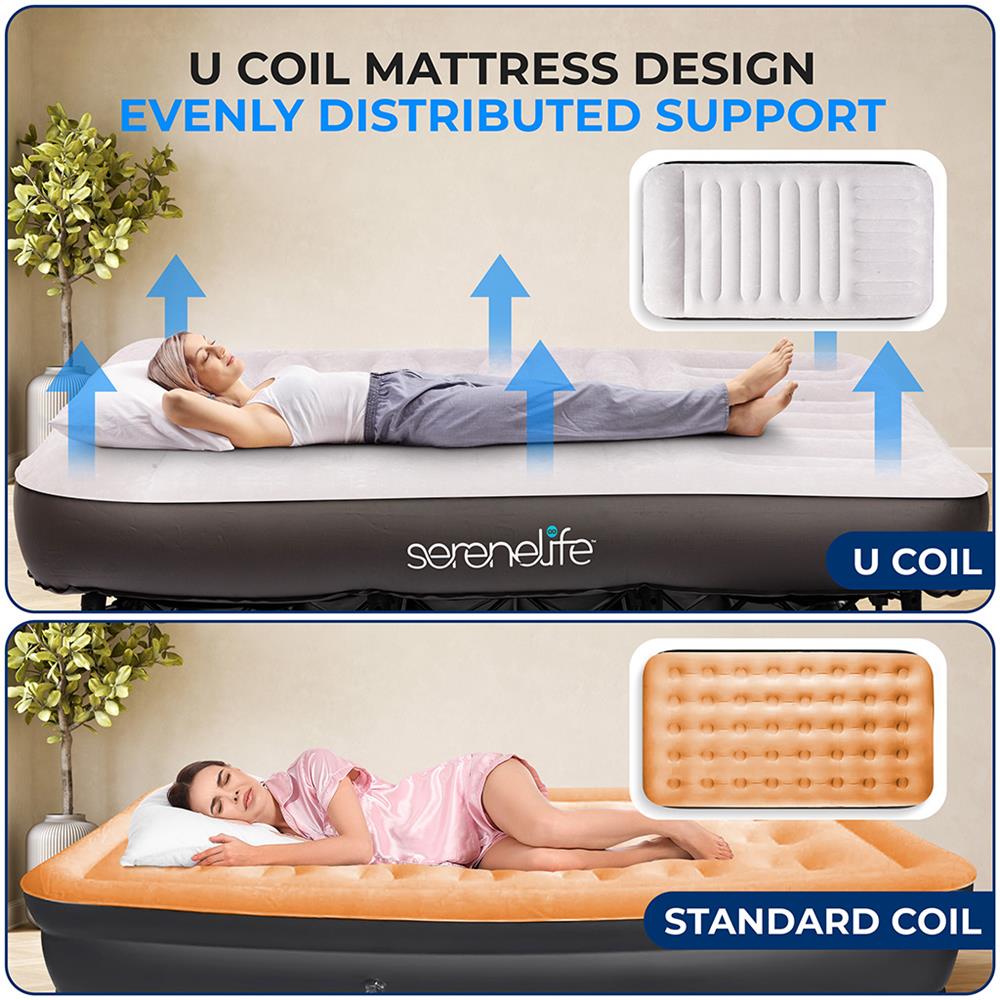 Amazon.com: Ivation EZ-Bed (Queen) Air Mattress with Frame & Rolling Case,  Self Inflatable, Blow Up Bed Auto Shut-Off, Comfortable Surface AirBed, 