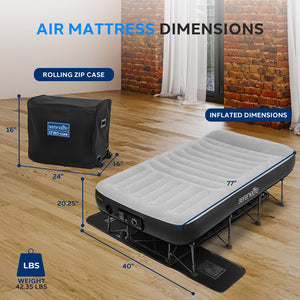 Ez Bed - Lux Series Air Mattress With Frame, Internal Pillow, And Memory Foam Cover (Twin)