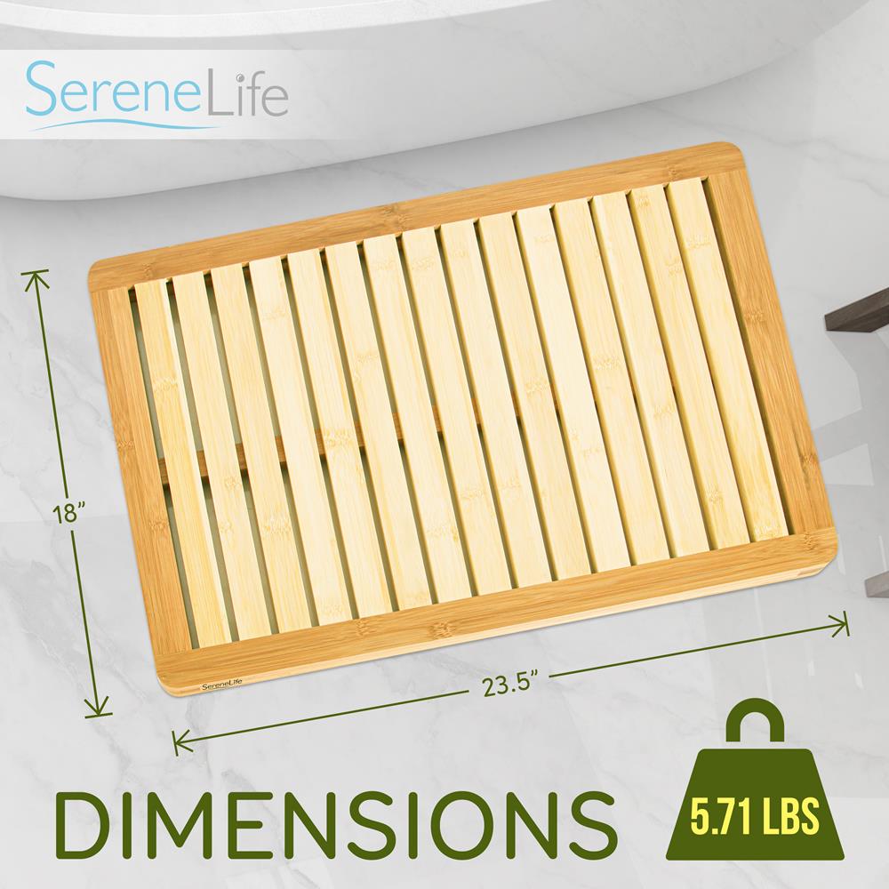 SereneLife Bamboo Bathroom Floor Mat - Thumbnail 4