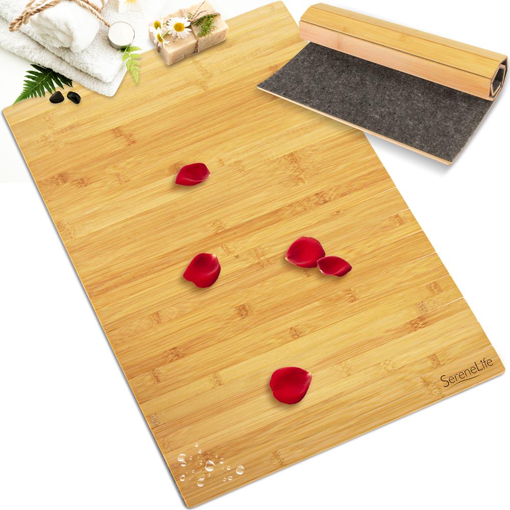 Bamboo Floor Rug Bath Mat - Waterproof Bathroom Shower Mat Carpet