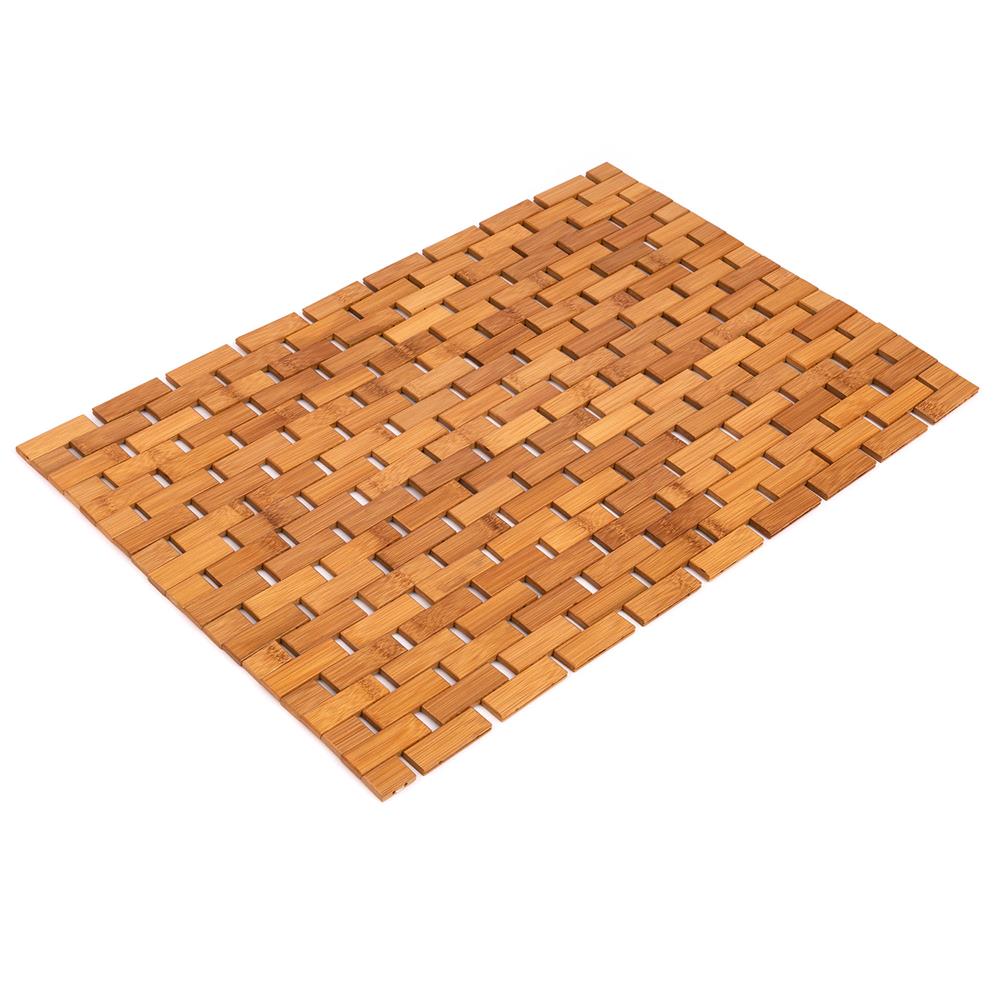 Bamboo Bath Mat, Non-Slip, Slatted Design, Natural Finish