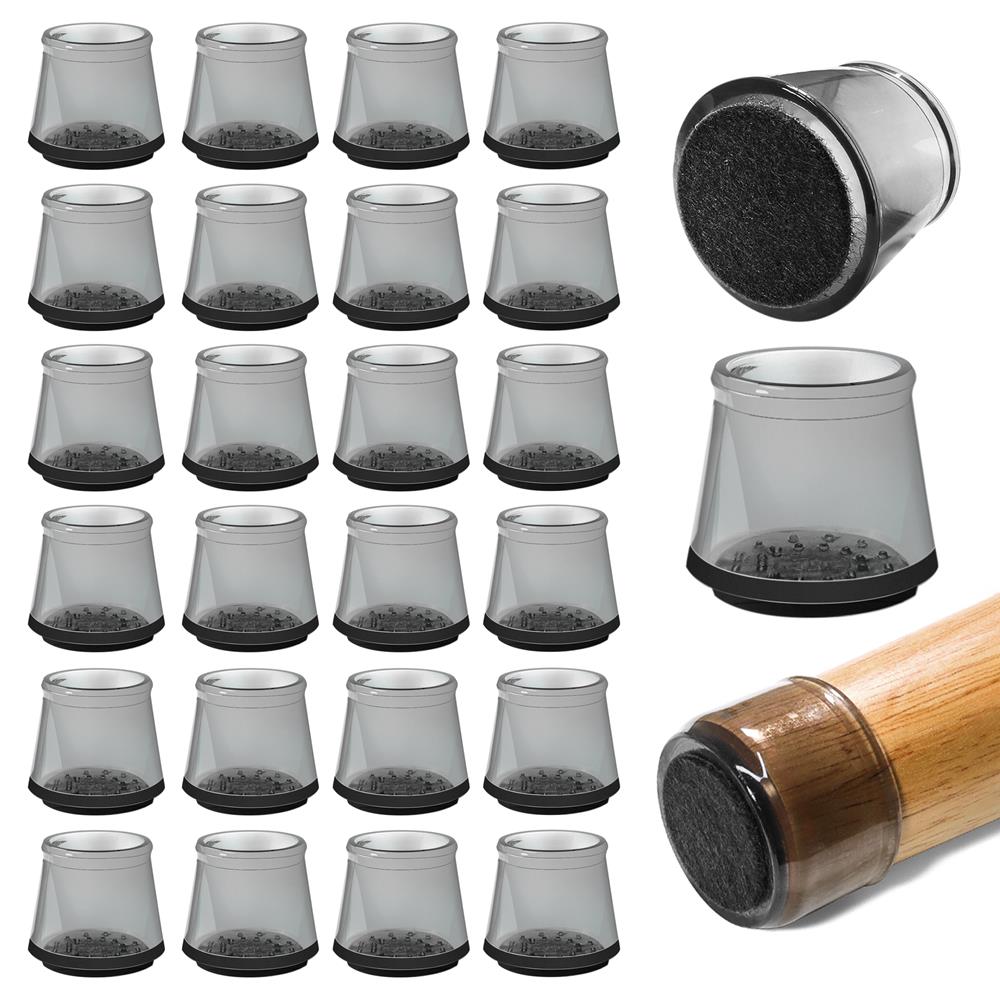 24 Pieces Rubber Furniture Leg Cover - Table And Chair End Cap, Anti-Slip And Protect Various Floors (Black)