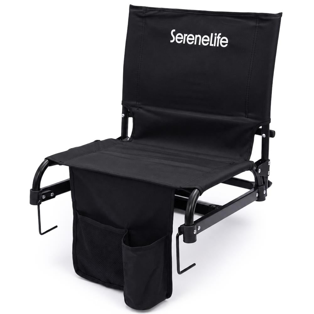 Serenelife Stadium Chair With Backrest –Compact, Foldable, Lightweight & Durable For Outdoor Events And Sports Games  (Black)