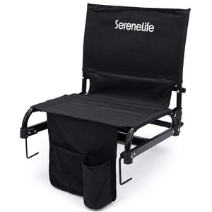 Serenelife Stadium Chair With Backrest –Compact, Foldable, Lightweight & Durable For Outdoor Events And Sports Games  (Black)