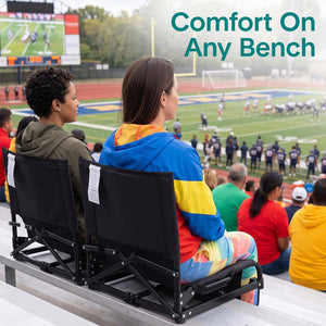 Serenelife Stadium Chair With Backrest  – Compact, Foldable, Lightweight & Durable For Outdoor Events And Sports Games (Black)