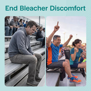 Serenelife Stadium Chair With Backrest  – Compact, Foldable, Lightweight & Durable For Outdoor Events And Sports Games (Black)