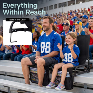 Serenelife Stadium Chair With Backrest  – Compact, Foldable, Lightweight & Durable For Outdoor Events And Sports Games (Black)