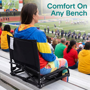 Serenelife Stadium Chair With Backrest –Compact, Foldable, Lightweight & Durable For Outdoor Events And Sports Games  (Black)
