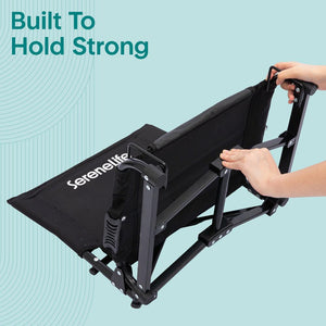 Serenelife Stadium Chair With Backrest –Compact, Foldable, Lightweight & Durable For Outdoor Events And Sports Games  (Black)