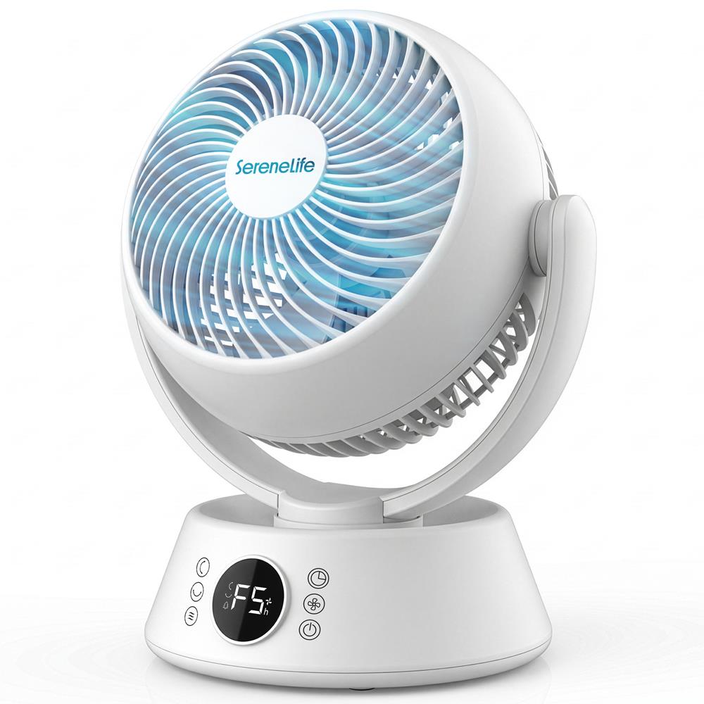 Serenelife Compact Air Circulating Fan With Adjustable Speeds, Quiet Operation, And 90° Vertical  60° Horizontal Oscillation – Ideal For Home And Office (White)