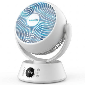 Serenelife Compact Air Circulating Fan With Adjustable Speeds, Quiet Operation, And 90° Vertical  60° Horizontal Oscillation – Ideal For Home And Office (White)