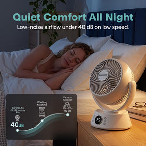 Serenelife Compact Air Circulating Fan With Adjustable Speeds, Quiet Operation, And 90° Vertical  60° Horizontal Oscillation – Ideal For Home And Office (White)