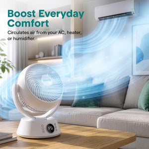 Serenelife Compact Air Circulating Fan With Adjustable Speeds, Quiet Operation, And 90° Vertical  60° Horizontal Oscillation – Ideal For Home And Office (White)