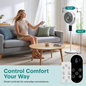 Serenelife Omni-Directional Fan With 90° Vertical And 60° Horizontal Auto Oscillation, 6 Speeds, 12-Hour Timer, And Ambient Light – Quiet 45W Fan For Home & Office (White)