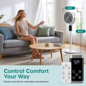 Serenelife Omni-Directional Fan With 90° Vertical And 60° Horizontal Auto Oscillation, 6 Speeds, 12-Hour Timer, And Ambient Light – Quiet 45W Fan For Home & Office (White)