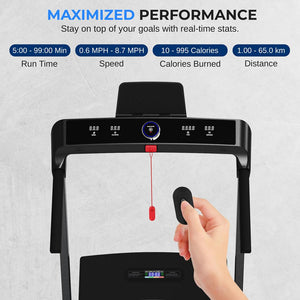 Folding Motorized Treadmill Machine - Electric Digital Low-Speed Fitness With Smart Speed Control