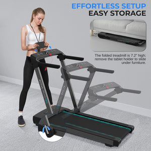 Folding Motorized Treadmill Machine - Electric Digital Low-Speed Fitness With Smart Speed Control