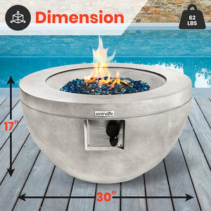 Propane Gas Fire Pit Table - 40,000 Btu Round Gas Firepits With Cover For Outside