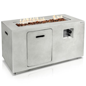 Propane Gas Fire Pit Table - 50,000 Btu Square Gas Firepits With Cover For Outside