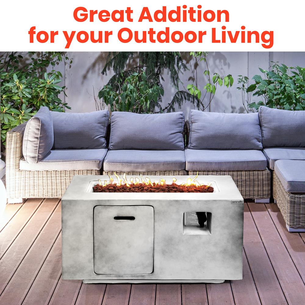 Propane Gas Fire Pit Table - 50,000 Btu Square Gas Firepits With Cover For Outside