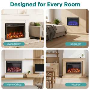 Serenelife Wall-Mounted Fireplace Heater With Decorative Led Flame, Smart Wi-Fi Via Tuya App, Push Button Panel And Remote (Black)