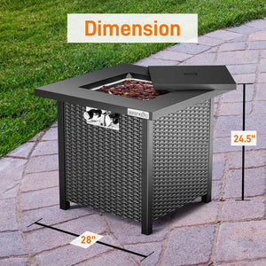 Outdoor Propane Fire Pit Table 40,000 BTU Steel Top Weather-Resistant