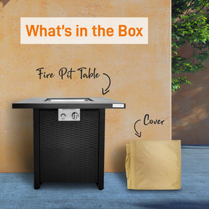 Outdoor Propane Fire Pit Table 40,000 BTU Steel Top Weather-Resistant