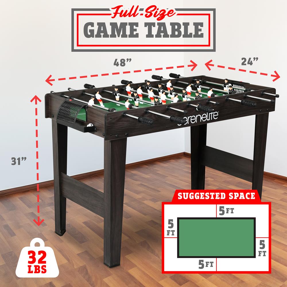 48'' Competition Sized Foosball Table - Arcade Table Soccer For Home & Game Room With 2 Balls