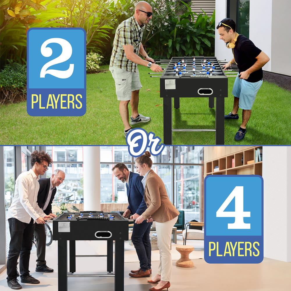 48'' Competition Sized Foosball Table - Arcade Table Soccer For Home & Game Room With 2 Balls And 2 Cup Holders (Black Color And Black Surface)