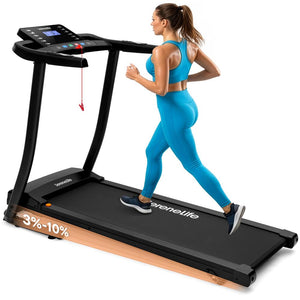 Serenelife Portable Folding Treadmill With Adjustable Incline, Led Control Panel, Bluetooth Speakers & 12 Pre-Set Workout Programs
