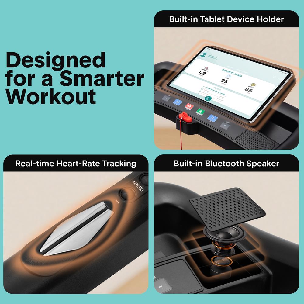 Serenelife Portable Folding Treadmill With Adjustable Incline, Led Control Panel, Bluetooth Speakers & 12 Pre-Set Workout Programs