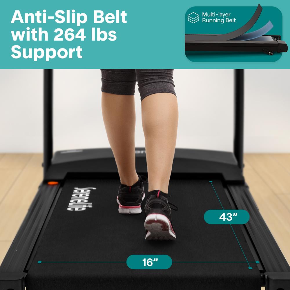Serenelife Portable Folding Treadmill With Adjustable Incline, Led Control Panel, Bluetooth Speakers & 12 Pre-Set Workout Programs