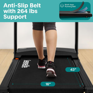 Serenelife Portable Folding Treadmill With Adjustable Incline, Led Control Panel, Bluetooth Speakers & 12 Pre-Set Workout Programs