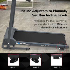 Electric Folding Treadmill, Bluetooth Sync, Manual Incline, Compact Design