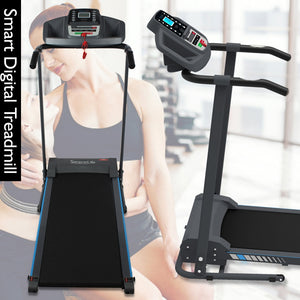 Electric Folding Treadmill, Bluetooth Sync, Manual Incline, Compact Design