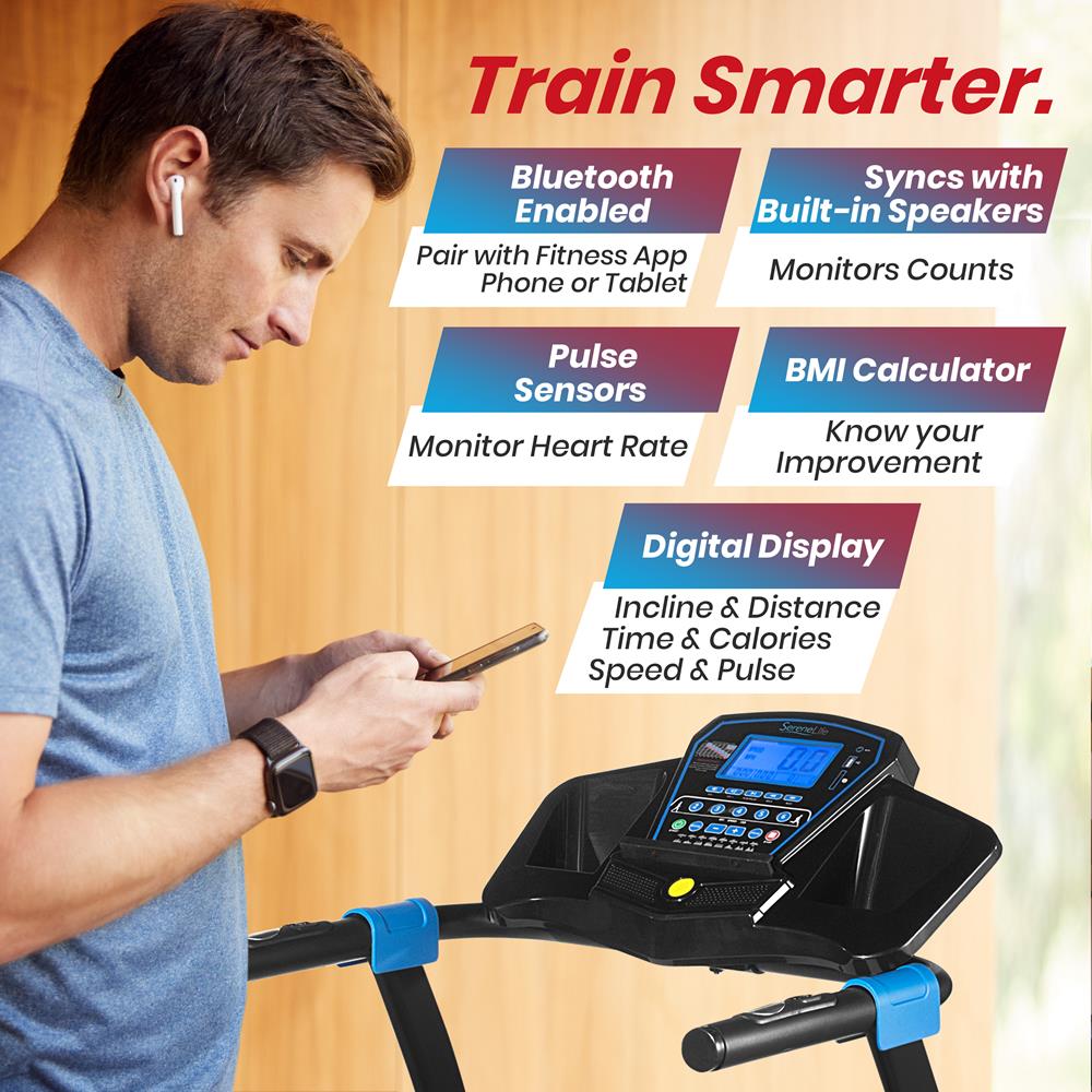 Smart Digital Treadmill With Downloadable App, Built-In Mp3 Player & Stereo Speakers