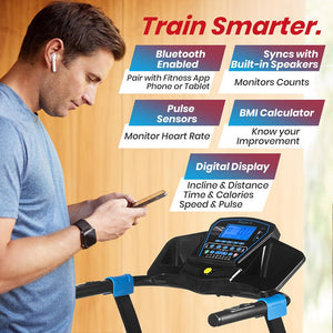 Smart Digital Treadmill With Downloadable App, Built-In Mp3 Player & Stereo Speakers