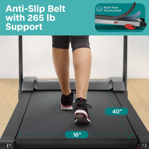 Folding Treadmill for Home Fitness, 6 MPH, 1HP Motor, 12 Programs, Bluetooth