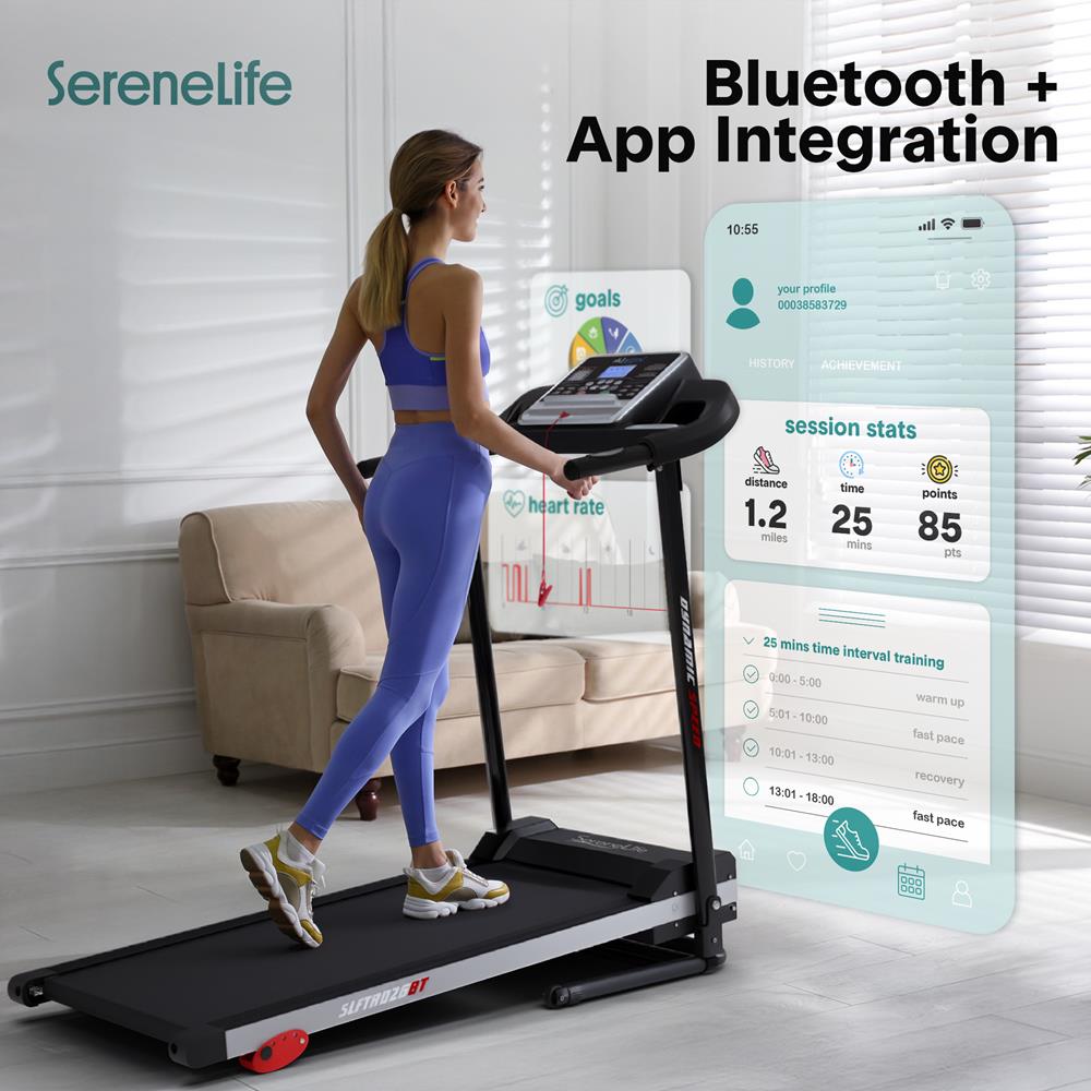 Folding Treadmill for Home Fitness, 6 MPH, 1HP Motor, 12 Programs